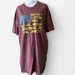 Yellow and Red Short Sleeve Tee with Graphic Design